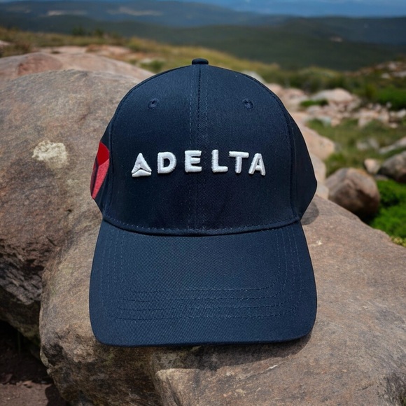 Delta Air Lines Head Gear Baseball hat One size fits most Black Logo New - Picture 14 of 14